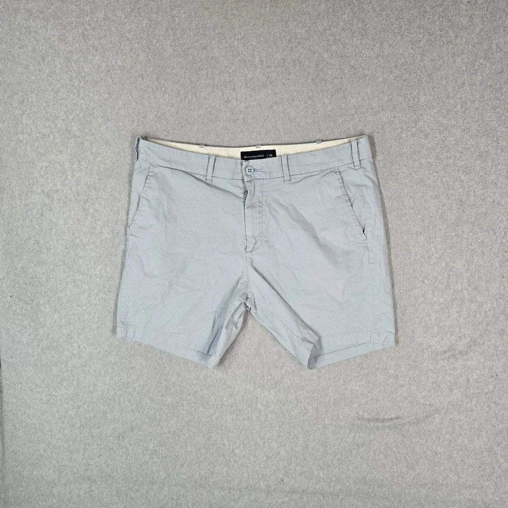 Abercrombie & Fitch Men Shorts 36 Light Gray Casual Shorts Chino Logo Stretch